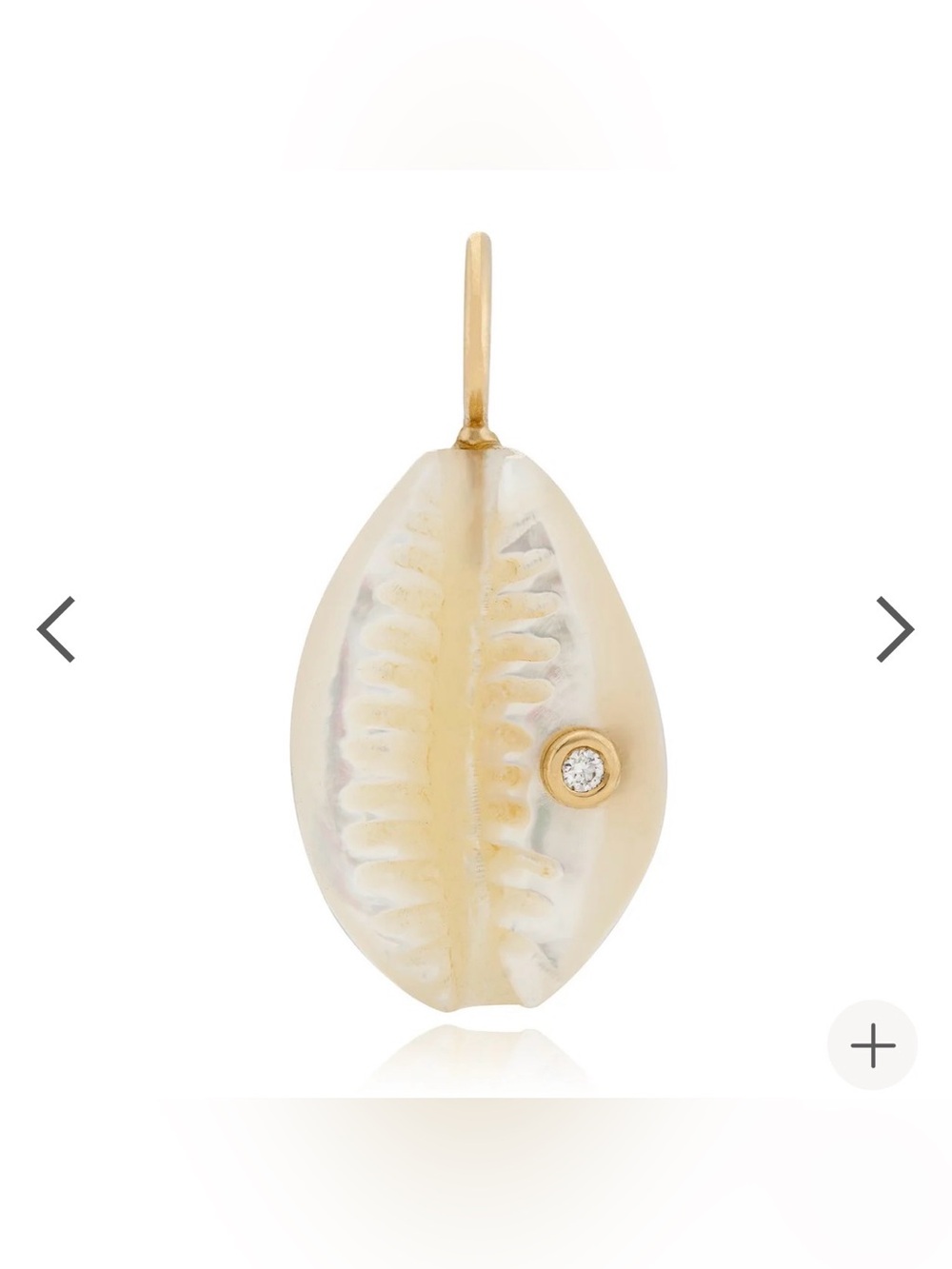 EUC Maura Green Small Mother of Pearl & Diamond Cowrie Shell Charm 14k